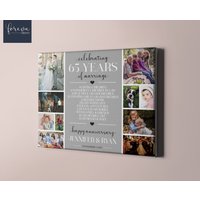 Benutzerdefinierte Fotocollage Zum 65. Hochzeitstag - Geschenkidee Für Eltern Personalisiertes Jubiläumsgeschenk von ForEvaPrints