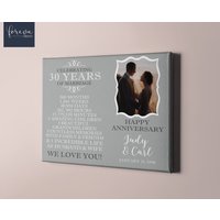 Fotoleinwand Zum 30 Jährigen Jubiläum - Geschenkidee Hochzeitstag Für Eltern Individuelles Jubiläumsgeschenk Paare von ForEvaPrints
