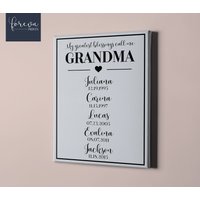 Personalisierte Enkel Kinder Namen Leinwand Zeichen Für Nana - Oma Geschenk Idee Personalisierte Weihnachten Größte Segnungen Rufen Mich An von ForEvaPrints