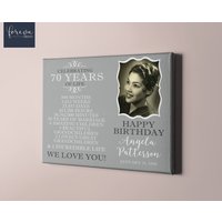 Personalisierte Fotoleinwand Zum 70 Geburtstag - Geschenkidee Für Sie Oder Ihn Fotoposter Geburtstagsparty Sentimentales Geschenk von ForEvaPrints