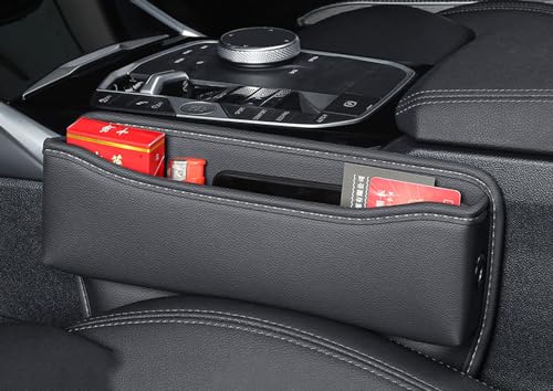 Autositz LüCken Organizer für BMW Serie 4 Series 4er F32 / F33 G22 / G23 Leder Multifunktionale Auto Sitzlückenbox Anwendbar Vordersitz Autositz Seitentaschen Aufbewahrungsbox,Black Style von ForGue