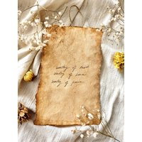 Der Ruhe Würdig, Der Liebe Des Friedens Würdig. Handgeschriebene Affirmation Aus Handgeschöpftem Papier Im Vintage-Look von ForTheMagicOnes
