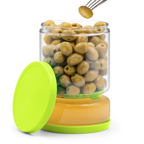 ForTidy Einmachglas mit Sieb für Gurkenliebhaber - kann den Saft abgießen, 1.5L Auslaufsicheres Behälter für Oliven, Kimchi, Jalapenos, Bpa-Frei, Spülmaschinenfest Gurkenglas (Gelb, 1.5L-1PC) von ForTidy