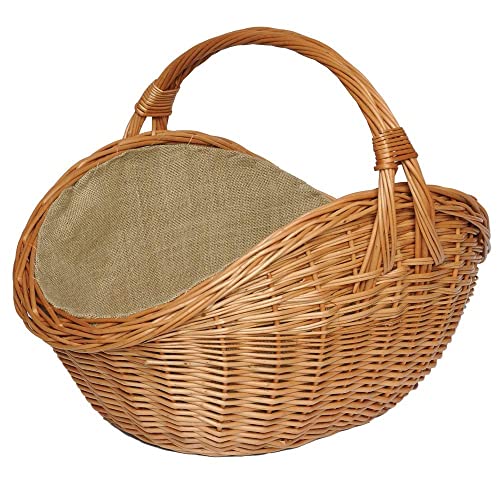 ForYourProtection Kaminholzkorb aus Weide Kaminkorb Holzkorb mit Jute Weidenkorb Holz Kamin Kaminholz (Hellbraun, Typ 1: (L) 58 x (B) 45 x (H) 32/45 cm) von ForYourProtection