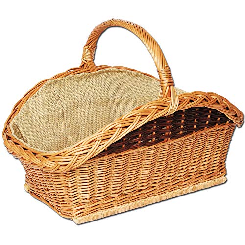 ForYourProtection Kaminholzkorb aus Weide Kaminkorb Holzkorb mit Jute Weidenkorb Holz Kamin Kaminholz (Hellbraun, Typ 26: (L) 59 x (B) 41 x (H) 27/40 cm) von ForYourProtection