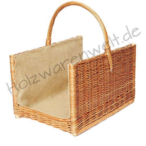 ForYourProtection Kaminholzkorb aus Weide Kaminkorb Holzkorb mit Jute Weidenkorb Holz Kamin Kaminholz (Hellbraun, Typ 33: (L) 45 x (B) 28 x (H) 30/46 cm) von FORYOURPROTECTION