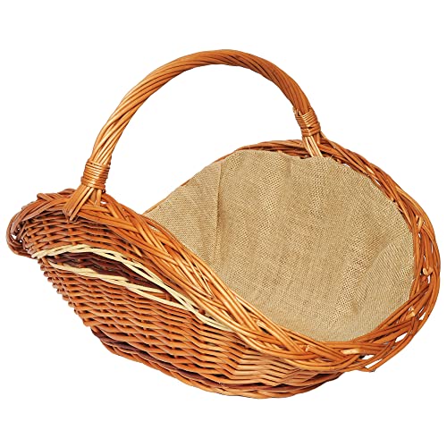 ForYourProtection Kaminholzkorb aus Weide Kaminkorb Holzkorb mit Jute Weidenkorb Holz Kamin Kaminholz (Hellbraun, Typ 3: (L) 66 x (B) 44 x (H) 28/42 cm) von ForYourProtection