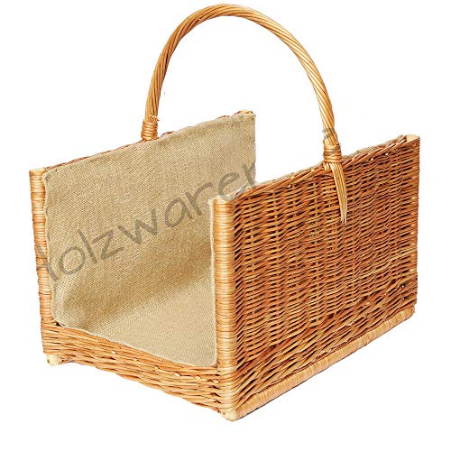 ForYourProtection Kaminholzkorb aus Weide Kaminkorb Holzkorb mit Jute Weidenkorb Holz Kamin Kaminholz (Hellbraun, Typ 32: (L) 51 x (B) 35 x (H) 34/52 cm) von ForYourProtection