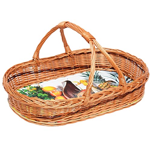 Weidentablett Tablettkorb Korbtablett Tablett Weide Serviertablett Präsent MIDI Braun von ForYourProtection