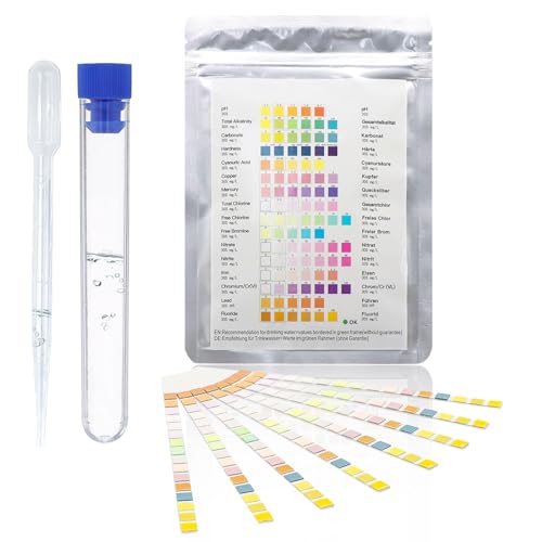 Forbabe 16 in 1 Wassertester Trinkwasser, 50 Stück Trinkwasser Teststreifen mit Teströhrchen Tropfer Wasserteststreifen für Leitungswasser Pool Spa zur Einfache Überprüfung Test Wasserhärte pH Chlor Forbabe 16 in 1 Wassertester Trinkwasser, 50 Stück Trinkwasser Teststreifen mit Teströhrchen Tropfer Wasserteststreifen für Leitungswasser Pool Spa zur Einfache Überprüfung Test Wasserhärte pH Chlor von Forbabe