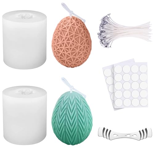 Forbabe 2pcs Silikonform Ostereier, 3D Ostereier Kerzenformen Eier Silikonform DIY Kerzen Selber Machen Set mit 50 Kerzendocht 1 Dochthalter und 50 Aufkleber Kerzen Formen Silikon für Sojawachs Kerzen Forbabe 2pcs Silikonform Ostereier, 3D Ostereier Kerzenformen Eier Silikonform DIY Kerzen Selber Machen Set mit 50 Kerzendocht 1 Dochthalter und 50 Aufkleber Kerzen Formen Silikon für Sojawachs Kerzen von Forbabe
