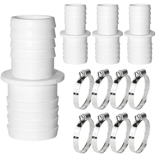 Forbabe 4 Stück Pool Adapter 32 auf 38mm, Schlauchverbinder 32 auf 38mm mit Edelstahl Schlauchschellen (32-38mm) von Forbabe