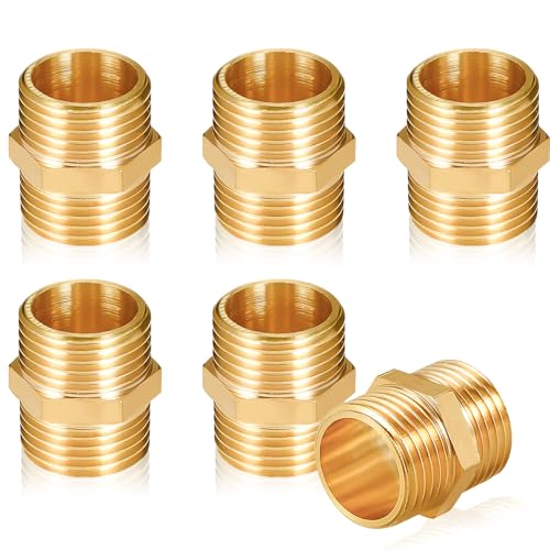 Forbabe 6 Stück Doppelnippel 3/4 Zoll (Ø 25mm), Messing Außengewinde Doppelnippel Sechskant 3/4", Verbindungsstück 2 x AG aus Gewindefitting für Rohranschluss Trinkwasseranlage Heimwerkerprojekte von Forbabe