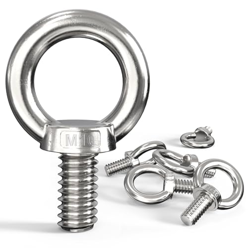 Forbabe 6 Stück Ringschraube M10, Ösenschrauben 304 Edelstahl Augenschraube, Runde Ringbolzen mit Gewinde Zum Befestigen und Aufhängen von Forbabe