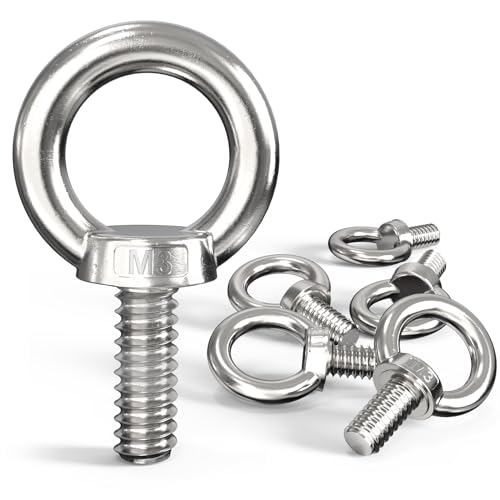 Forbabe 6 Stück Ringschraube M3, Ösenschrauben 304 Edelstahl Augenschraube, Runde Ringbolzen mit Gewinde Zum Befestigen und Aufhängen von Forbabe