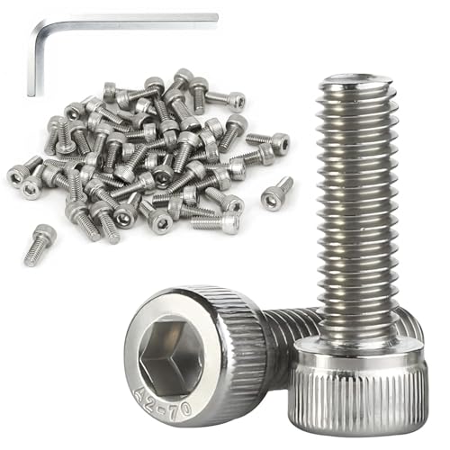 Forbabe 60 Stück Zylinderkopfschrauben M6x20mm Innensechskant Zylinderschrauben Set Edelstahl Schrauben (M6*20MM) von Forbabe
