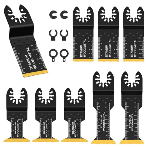 Forbabe 9 tlg Multitool Sägeblätter, Titan Beschichtung Oszillierende Sägeblätter Bi-Metall Multifunktionswerkzeug Zubehör mit Schnellspanner für Schneiden von Metall, Stahlnägel, Bolzen, Schrauben Forbabe 9 tlg Multitool Sägeblätter, Titan Beschichtung Oszillierende Sägeblätter Bi-Metall Multifunktionswerkzeug Zubehör mit Schnellspanner für Schneiden von Metall, Stahlnägel, Bolzen, Schrauben von Forbabe