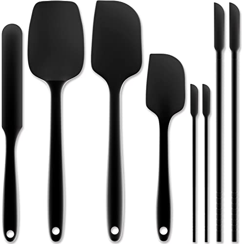 Forc Silikon-Küchenhelfer-Set, 8-teilig, mit 4 Mini-Spateln, hitzebeständige Gummi-Spatel, Küchenutensilien, einteiliges Design Edelstahlkern, Küchenspatel für antihaftbeschichtetes Kochgeschirr von Forc