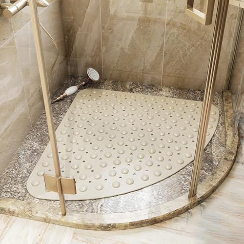 Dreieckig Badewannenmatte,Weiches Pvc Gebogen Dreieckig Duschmatte,Sector Dusch Antirutschmatte,Mit SaugnäPfen,Mit AbflusslöChern,Weicher Textur,FüR Badezimmer,Duschen,Wohnzimmer,Schlafzimme von ForceRoute