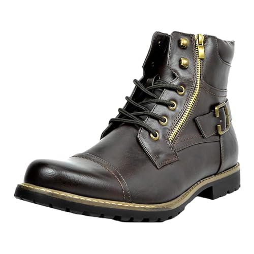 ForceRoute Motorradstiefel Herren Wasserdicht,Motorrad Schuhe Herren Leder,Motorradschuhe FüR MäNner,Motorradstiefel,Wasserdicht Mit Seitlichem ReißVerschluss,FüR Rennen Und Tourismus von ForceRoute