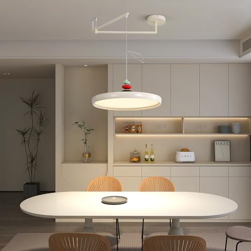 Weiße Skandinavische LED Hängeleuchte - Moderne dimmbare Pendelleuchte mit Schwenkarm, 3000K-6500K - Lange Esstisch-Hängeleuchte für Flur, Kücheninsel, Wohnzimmer, Café-Bar Weiße Skandinavische LED Hängeleuchte - Moderne dimmbare Pendelleuchte mit Schwenkarm, 3000K-6500K - Lange Esstisch-Hängeleuchte für Flur, Kücheninsel, Wohnzimmer, Café-Bar von Fordeson