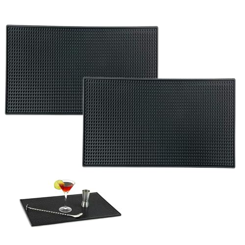 2 Stück Bar Service Mat, Gummi Überlaufmatte, Barmatte, Geeignet für den Bar- Oder Heimgebrauch, Zur Polsterung von Weingläsern(Schwarz) von CTForest