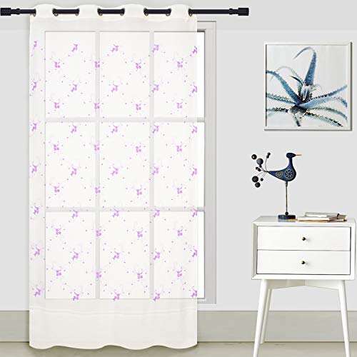 ForenTex J-0581 Floral Dekoschal für Fenster/Türen, Polyester, Violett, 145 x 260 cm von ForenTex