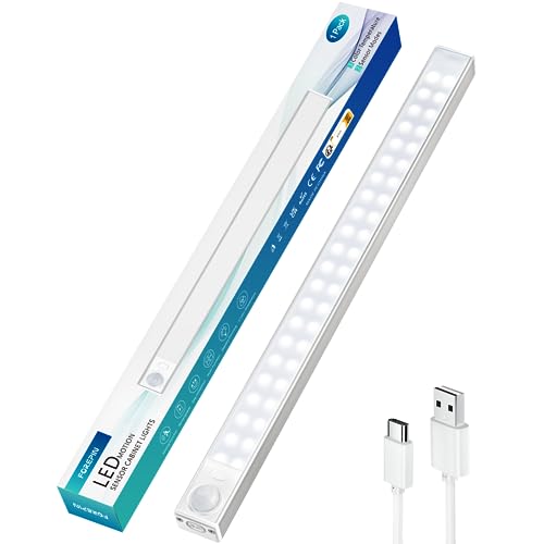 Forepin Unterbauleuchte Küche LED, 88LEDs Schranklicht mit Bewegungsmelder 2000mAh USB-C Wiederaufladbar Schrankbeleuchtung LED Sensor Licht Nachtlicht für Garderobe, Küche, Badezimmer, Schlafzimmer von Forepin