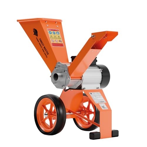 FM4DDE-EU-ADJ 4 PS Elektrischer Holzschredder mit verstellbarem Trichter - Zerkleinert Äste bis zu 50 mm (2 Zoll) Durchmesser (Holzhäcksler) von Forest Master
