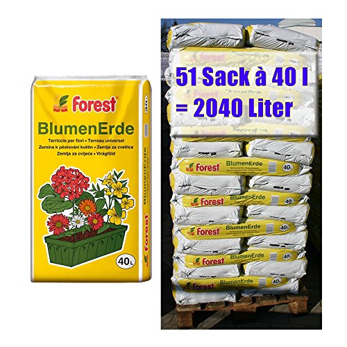 Blumenerde FOREST 51 Sack mit je 40 Liter = 2040 Liter Qualitäts Blumen- & Pflanzerde aus Bayern von Forest