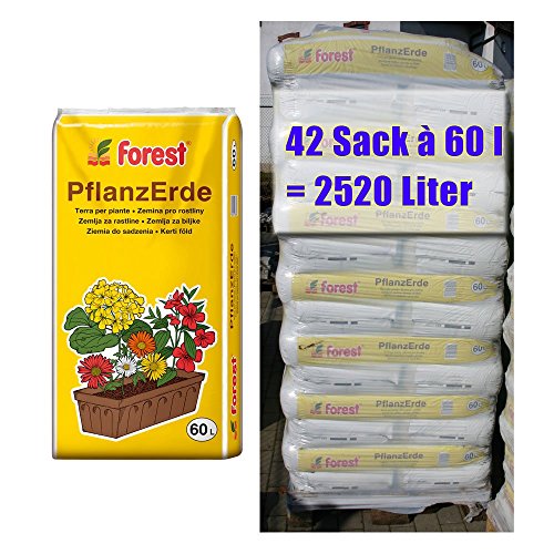 Pflanzerde FOREST 42 Sack mit je 60 Liter = 2520 Liter Qualitäts-Blumenerde aus Bayern von Forest