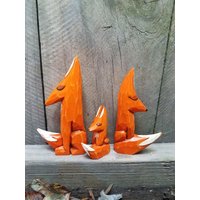 Fuchs Holz Geschnitzt Waldtiere Set | Fuchs Familie von ForestFloorCarvings