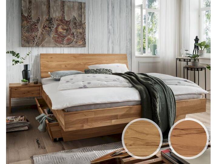 Forestales »Astoria« Massivholzbett IV 180x200 cm / Kernbuche / Kopfteil Baumkante / ohne Bett-Schublade von Forestales