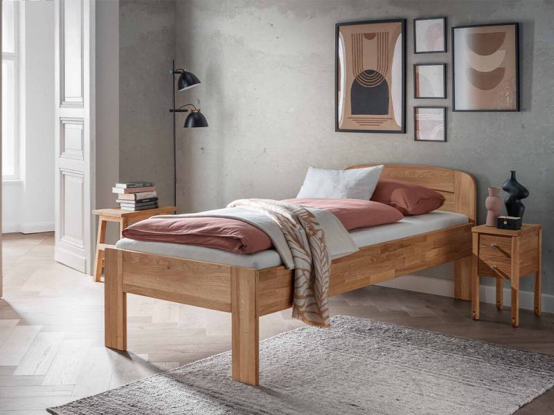 Forestales Massivholzbett Chicago II Wildeiche 90 x 220 cm mit niedrigem Fussteil von Forestales