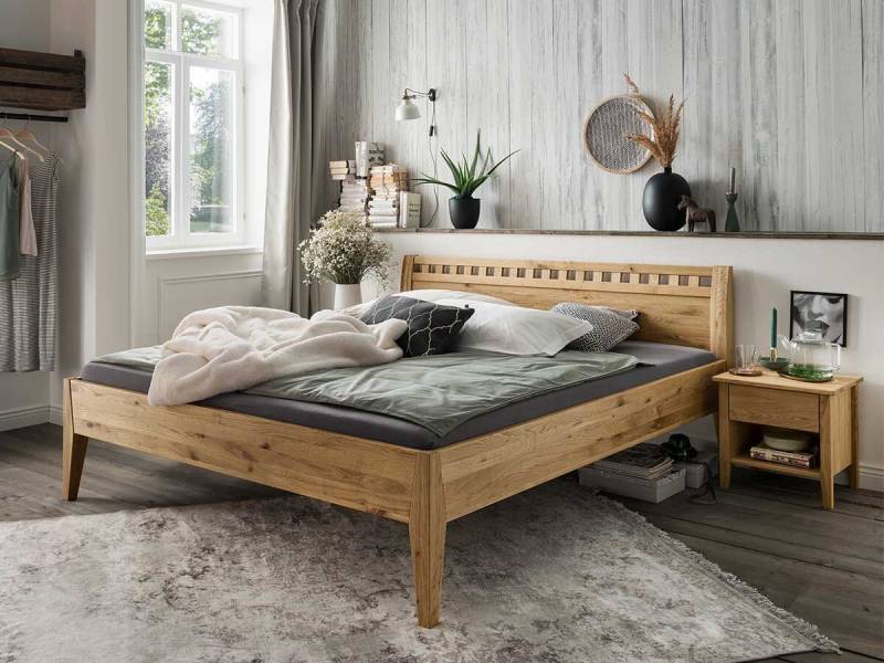 Forestales Massivholzbett Modesto 140 x 220 cm Wildeiche (2) stabverleimt von Forestales