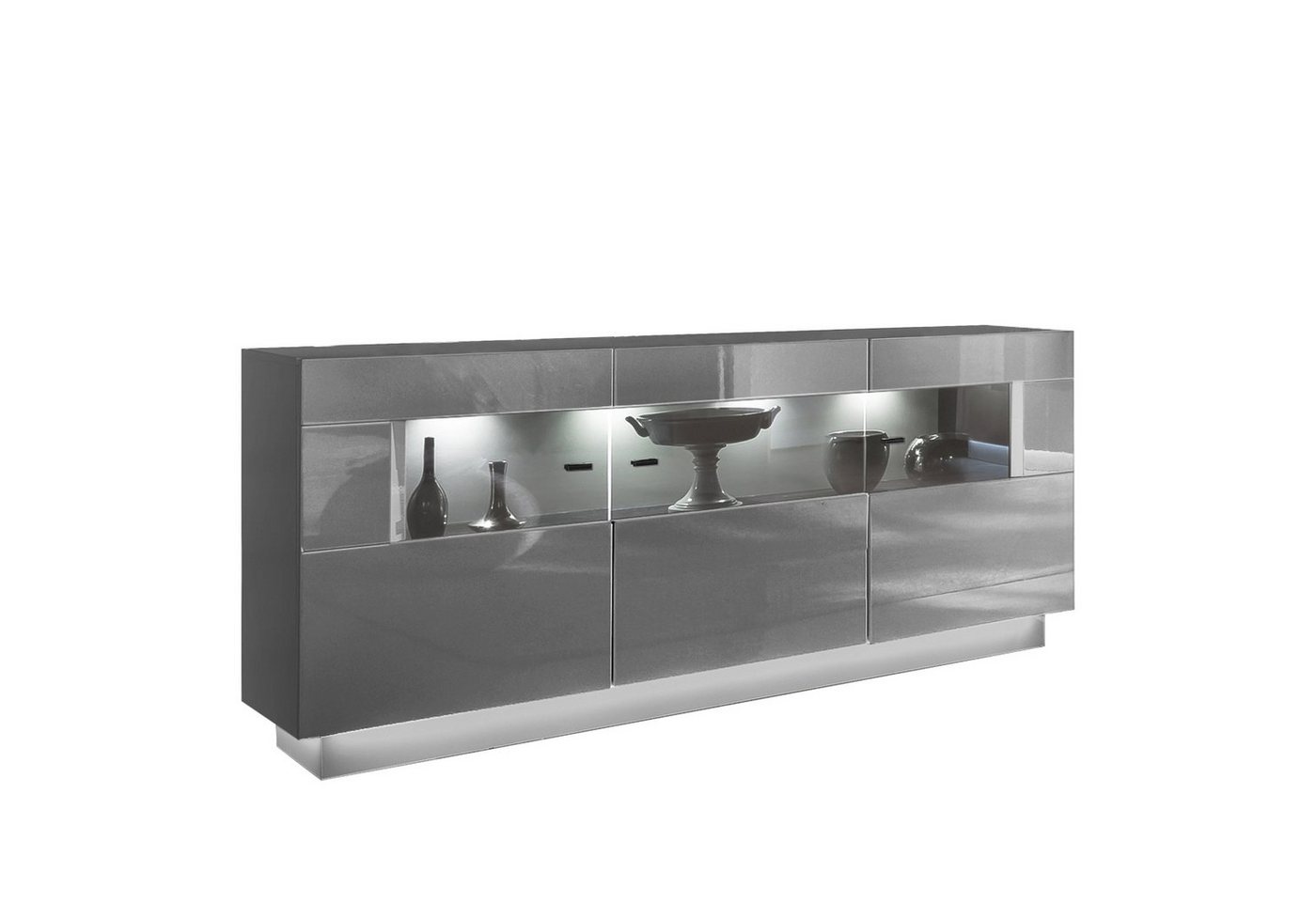 Forestdream Sideboard in Hochglanz Anthrazit mit 3 Türen und 9 Fächern (BxHxT: 160x85x43 cm) von Forestdream