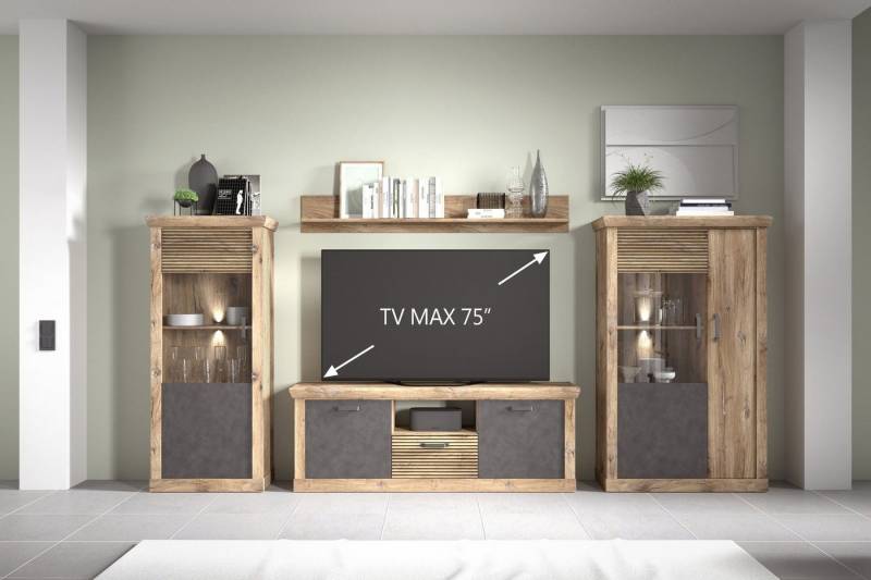 Forestdream Wohnwand 394,3 x 180 x 40 cm (B/H/T), (BxHxT: 394,3x180x40 cm) von Forestdream