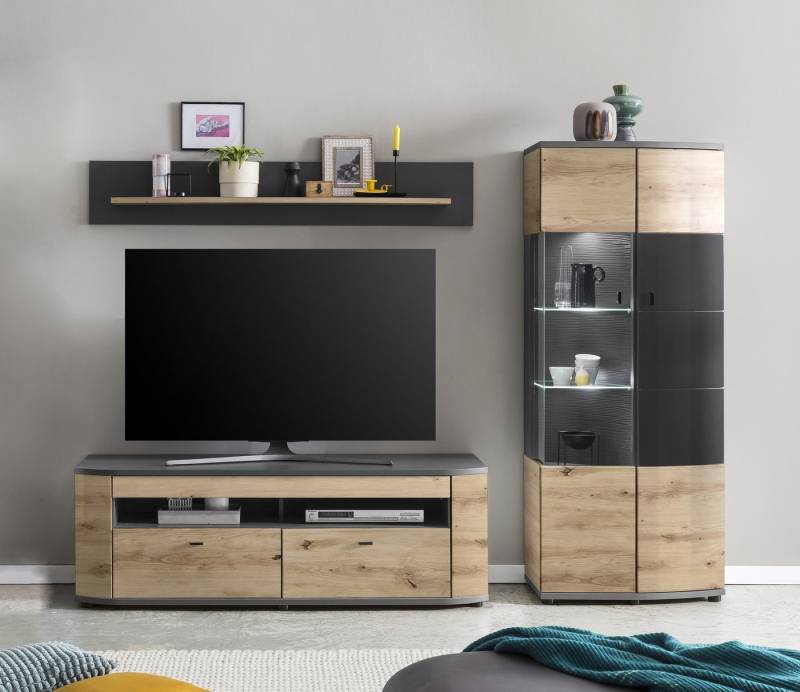 Forestdream Wohnwand in Dekor Artisan Eiche/Anthrazit Hochglanz, (BxHxT: 235,2x171,2x46,4 cm) von Forestdream
