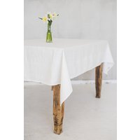 Jacquard-Leinen-Tischdecke, Handgefertigte Weiße Leinen-Tischdecke, Gewaschene Weiche Individuelle Rechteckige Leinen-Tischdecke von ForestlandLinen