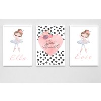 Ballerina Wanddrucke | Kinder Wanddruck Twin Wand Drucke Personalisierte Kindergarten Wandkunst von ForevaAfterCreations