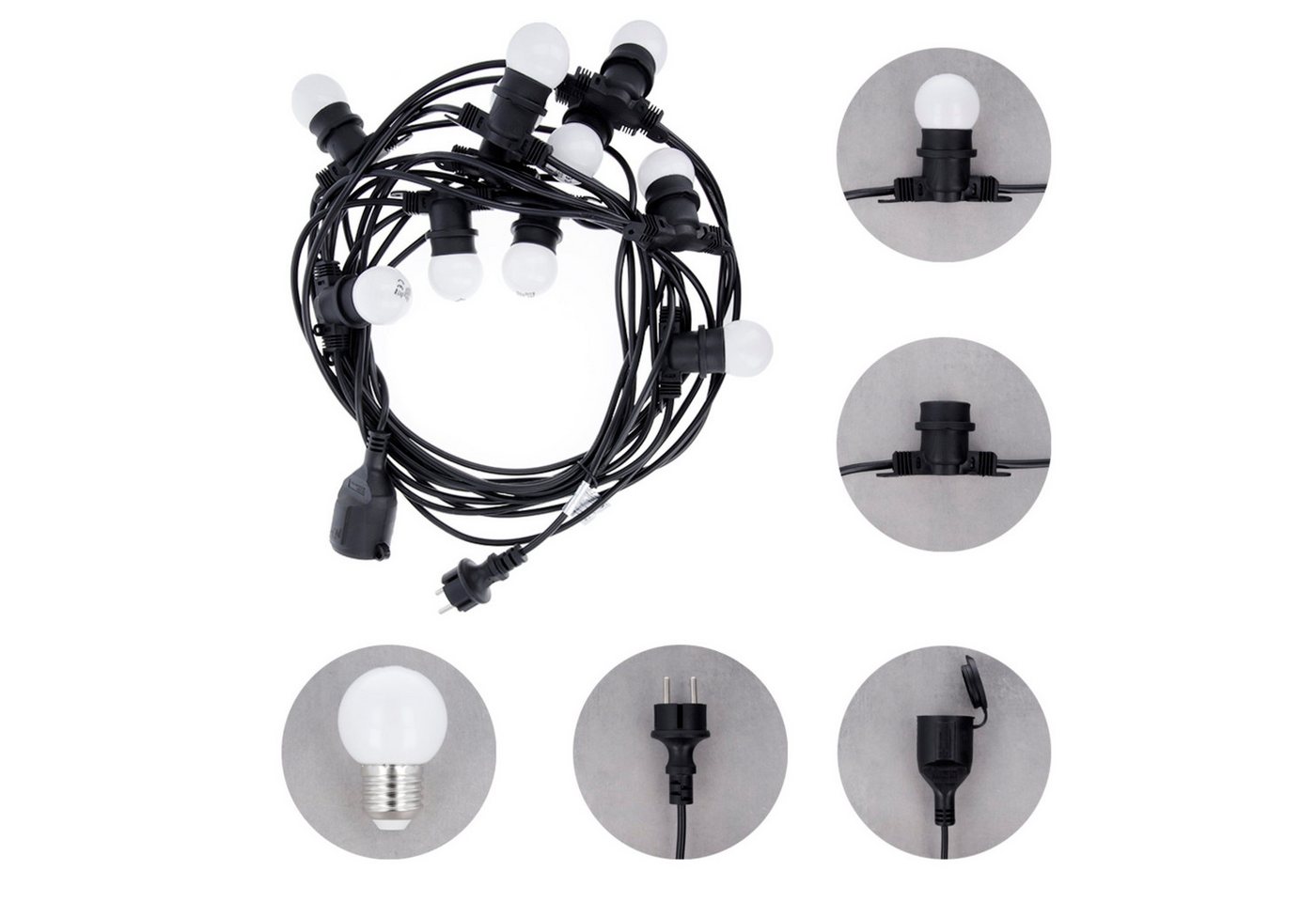 Forever Light LED-Girlande Set in Weiß 12m +10 Glühbirne G45 2W IP65 220-240V, 50-60Hz Forever Light LED-Girlande Set in Weiß 12m +10 Glühbirne G45 2W IP65 220-240V, 50-60Hz von Forever Light