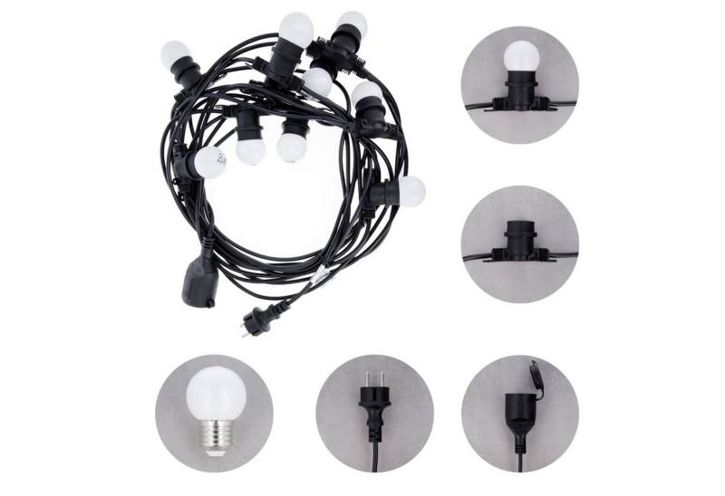 Forever Light LED-Girlande Set in Weiß 12m +10 Glühbirne G45 2W IP65 220-240V, 50-60Hz von Forever Light
