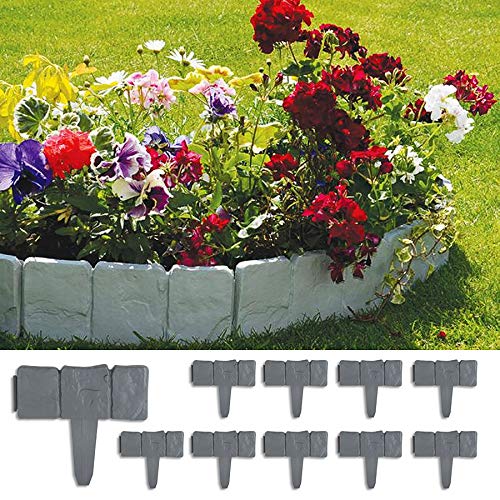 Forever Speed Rasenkante Stein/Beeteinfassung/Beetumrandung/Effect Rasenkanten Mähkante Rasenkante Erdspieß Palisade Garten 10 Stücke/ 2,5M von Forever Speed