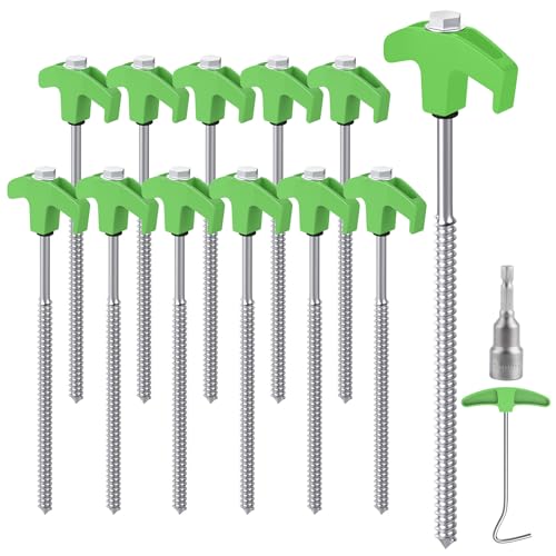 Forever Speed 12 Stück Zeltheringe aus Stahl mit Bit & Nagelzieher, 25 cm Camping Heringe Stahl Bodenanker Felsbodenhering für Harte Böden, Wald, Wiesen - Grün + Silber Forever Speed 12 Stück Zeltheringe aus Stahl mit Bit & Nagelzieher, 25 cm Camping Heringe Stahl Bodenanker Felsbodenhering für Harte Böden, Wald, Wiesen - Grün + Silber von Forever Speed
