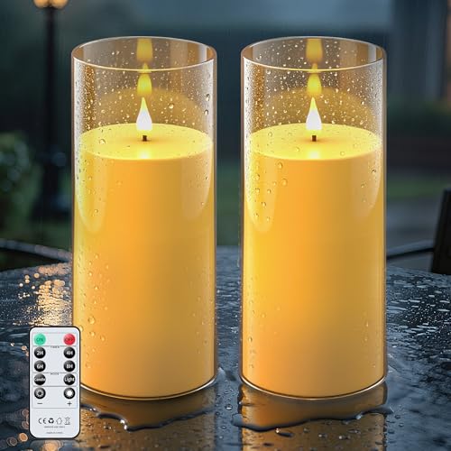 Forever Speed 2 Stück LED Kerzen Outdoor Wasserdichte mit Fernbedienung & Timer, 10cm x 22.5cm Acryl Batteriebetriebene Dimmbar Flammenlose Kerzen Groß für Äußere Dekorationen - Gold Forever Speed 2 Stück LED Kerzen Outdoor Wasserdichte mit Fernbedienung & Timer, 10cm x 22.5cm Acryl Batteriebetriebene Dimmbar Flammenlose Kerzen Groß für Äußere Dekorationen - Gold von Forever Speed
