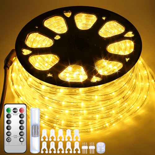 Forever Speed 50M LED Lichterschlauch Außen WarmWeiß mit 6 Modi Helligkeit Dimmbar Timer,1800 LEDs Lichtschläuche Schlauch Aussen Wasserfest IP65,Fernbedienung LED Lichterschlauch Weihnacht von Forever Speed