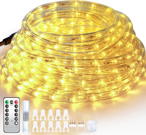 Forever Speed 6M LED Lichterschlauch Außen WarmWeiß mit 6 Modi Helligkeit Dimmbar Timer,216 LEDs Lichtschläuche Schlauch Aussen Wasserfest IP65,Fernbedienung LED Lichterschlauch Weihnachten von Forever Speed