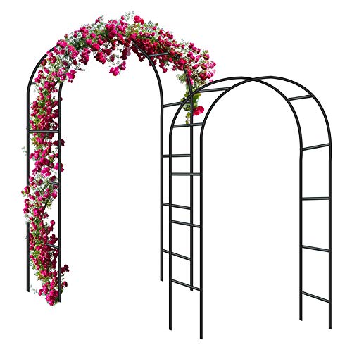 Forever Speed Rosenbogen Torbogen Garten Rankgitter Rosenhilfe aus Pulverbeschichtetem Stahl, Garten Decoration und Verzierung Kletterer wetterfest 240 x 140 x 38 cm/Schwarz（2 Stück） von Forever Speed