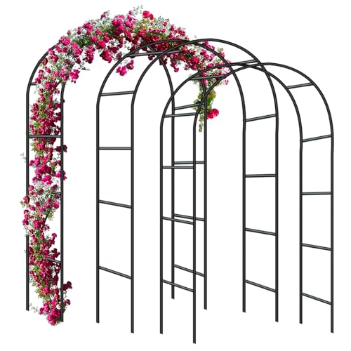 Forever Speed Rosenbogen Torbogen Garten Rankgitter Rosenhilfe aus Pulverbeschichtetem Stahl, Garten Decoration und Verzierung Kletterer wetterfest 240 x 140 x 38 cm/Schwarz（3 Stück） von Forever Speed