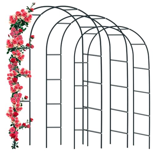 Forever Speed Rosenbogen Torbogen Garten Rankgitter Rosenhilfe aus Pulverbeschichtetem Stahl, Garten Decoration und Verzierung Kletterer Wetterfest 240 x 140 x 38 cm Schwarz（3 Stück） von Forever Speed